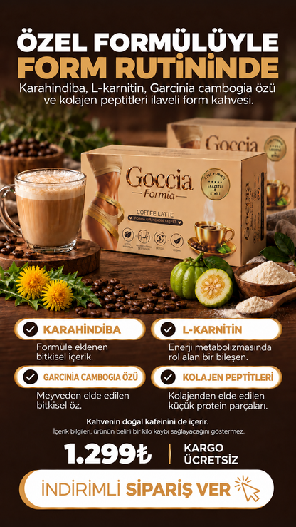 Goccia Kolajenli Hindiba Form Kahvesi | L-Karnitin ve Garcinia Cambogia İçeren | Yağ Yakıcı ve Ödem Attırıcı